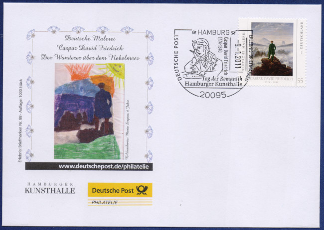 Kuvert der DPAG mit dem Sonderstempel der Veranstaltung auf einer Briefmarke mit dem berhmten Gemlde.