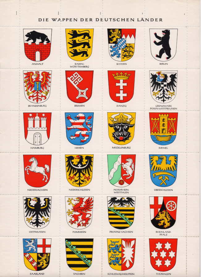 Vignetten-Bogen Die Wappen der Deutschen Länder.