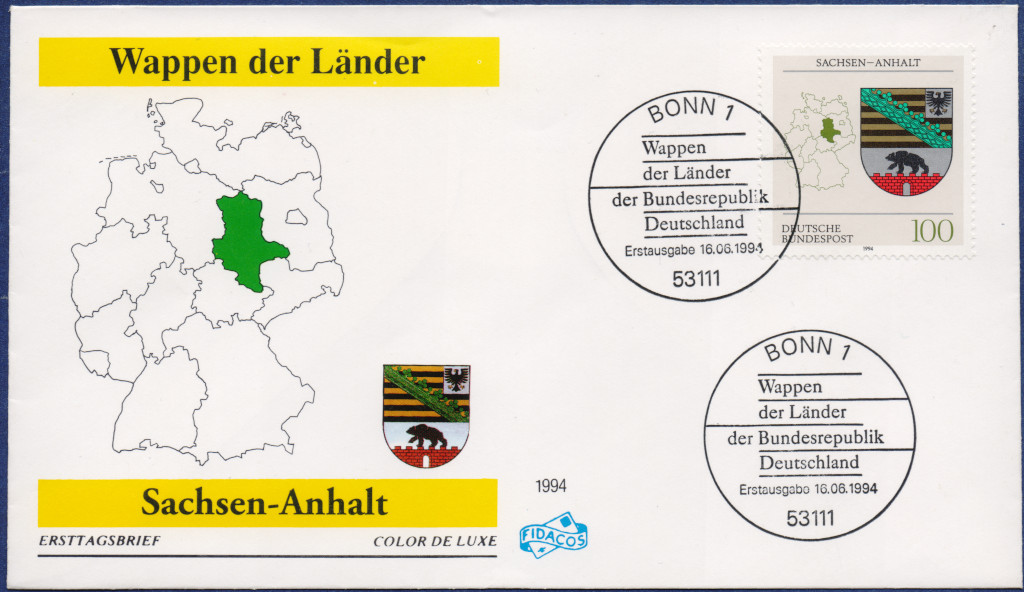 Sachsen-Anhalt - MiNrm 1714 entwertet durch den Bonner ESST auf einem FDC.