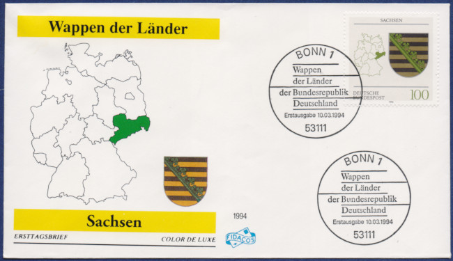 Sachsen - MiNrm 1713 entwertet durch den Bonner ESST auf einem FDC.