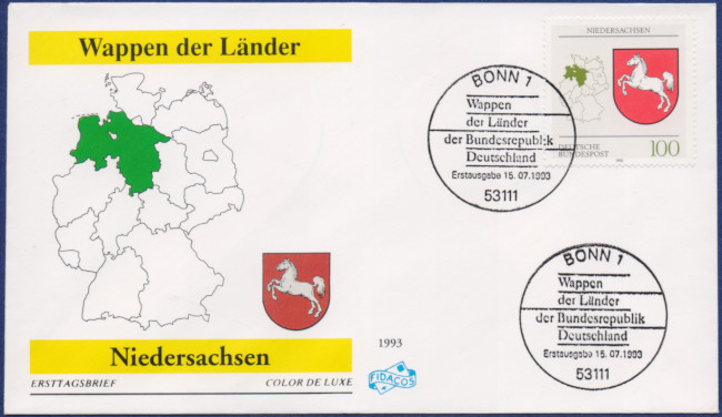 Niedersachsen - MiNrm 1662 entwertet durch den Bonner ESST auf einem FDC.