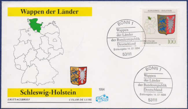 Schleswig-Holstein - MiNrm 1715 entwertet durch den Bonner ESST auf einem FDC.