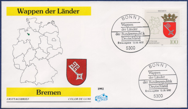 Bremen - MiNrm 1590 entwertet durch den Bonner ESST auf einem FDC.